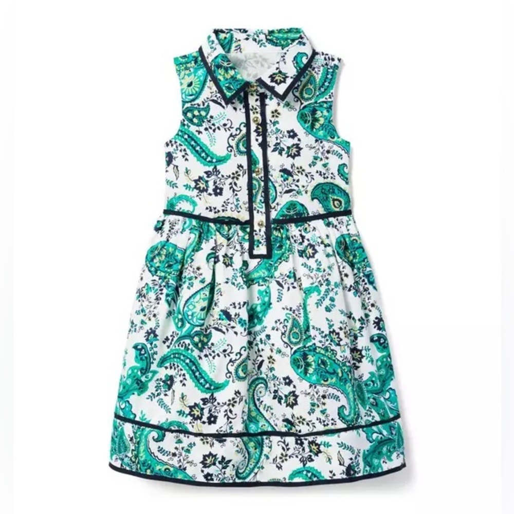 Janie and Jack 18-24 Months Baby Girl Green Floral Paisley Satin Dress - Picture 1 of 6